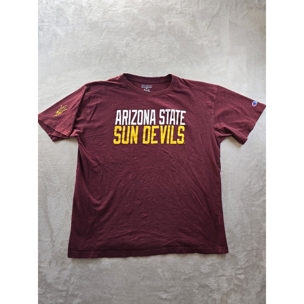 Arizona State Sun Devils T Shirt Mens XL Maroon Champion Athleticwear Fits Short